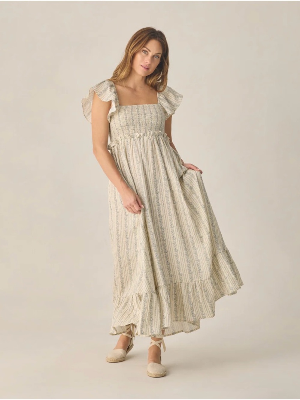 Rylee + Cru Francesca Blue Floral Dress